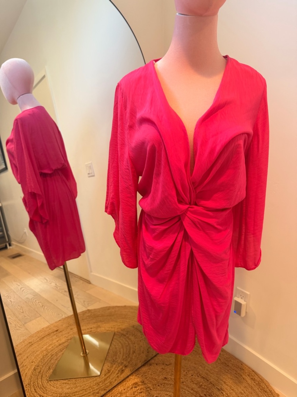 Sheike Hot Pink Gathered Neckline Dress